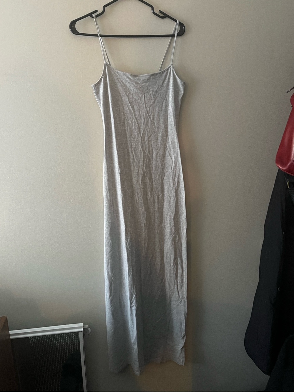 Heather Grey Spaghetti Strap Maxi Dress - Minimalist Slip Style